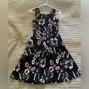 Floral Women’s Dress with Crisscross Back - Black and Blue